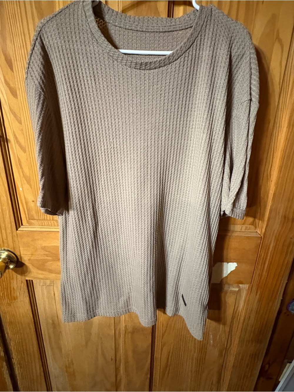 SHEIN Taupe Waffle Knit Short Sleeve Tee